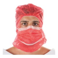 CAPUZ CIRURGIÃO C/MASCARA VERMELHO 13205 (cx100un)